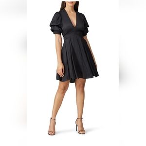 NWOT Zadig & Voltaire Royas Satin Puff-Sleeve V-Neck Dress Size Small
